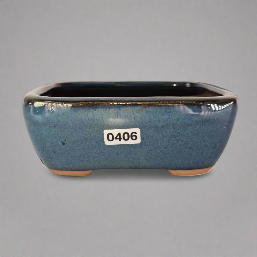 13cm Glazed Bonsai Pot | Rectangle | 13cm x 10cm x 5cm | Blue
