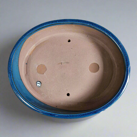 33cm Glazed Bonsai Pot | Oval | 33cm x 26cm x 7cm | Blue