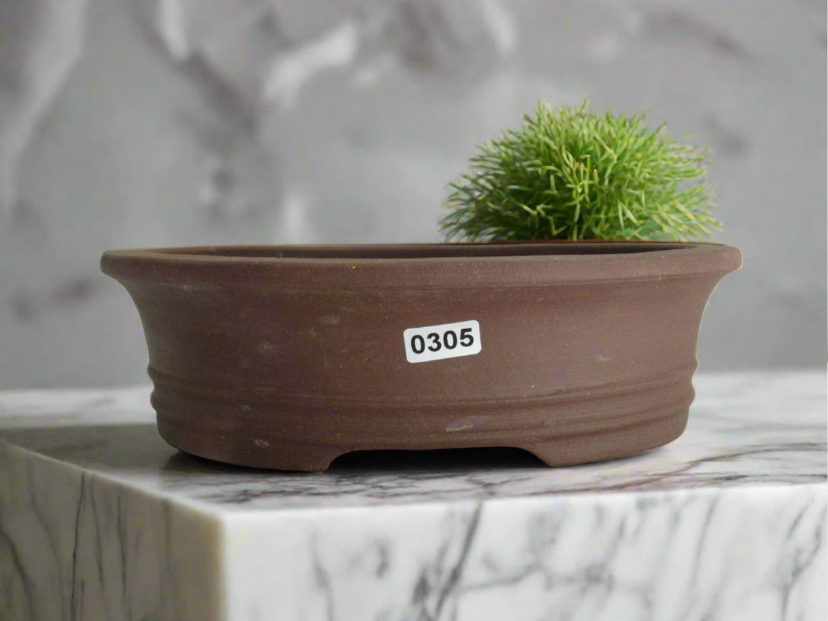 21cm Unglazed Bonsai Pot | Oval | 21cm x 18cm x 6cm | Brown