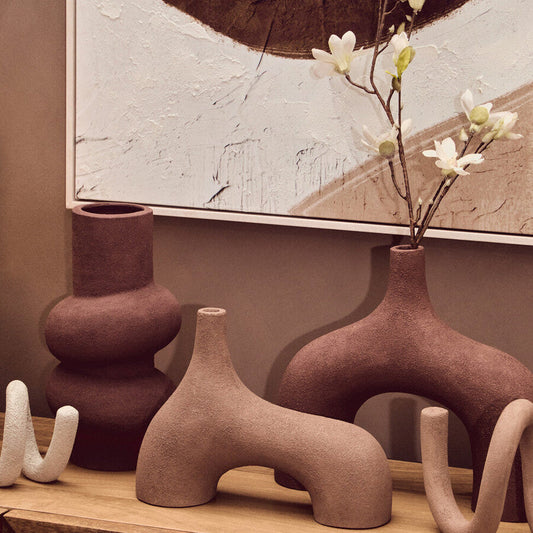 Dunas Small Textured Beige Abstract Vase