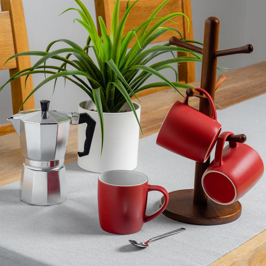 350ml Matt Red Coloured Coffee Mugs - Pack of Six