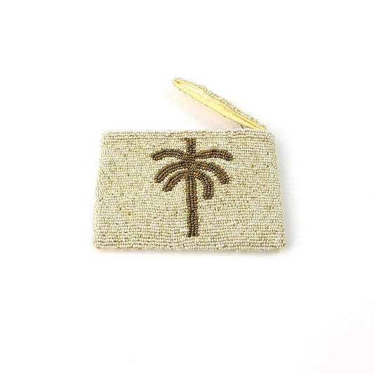 Small Palm Tree Beaded Pouch