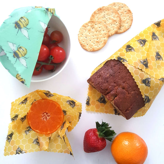 Set of 3 Handmade Beeswax Wraps | Bee Happy