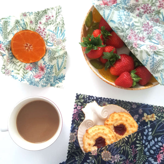Set of 3 Handmade Beeswax Wraps | Botanical