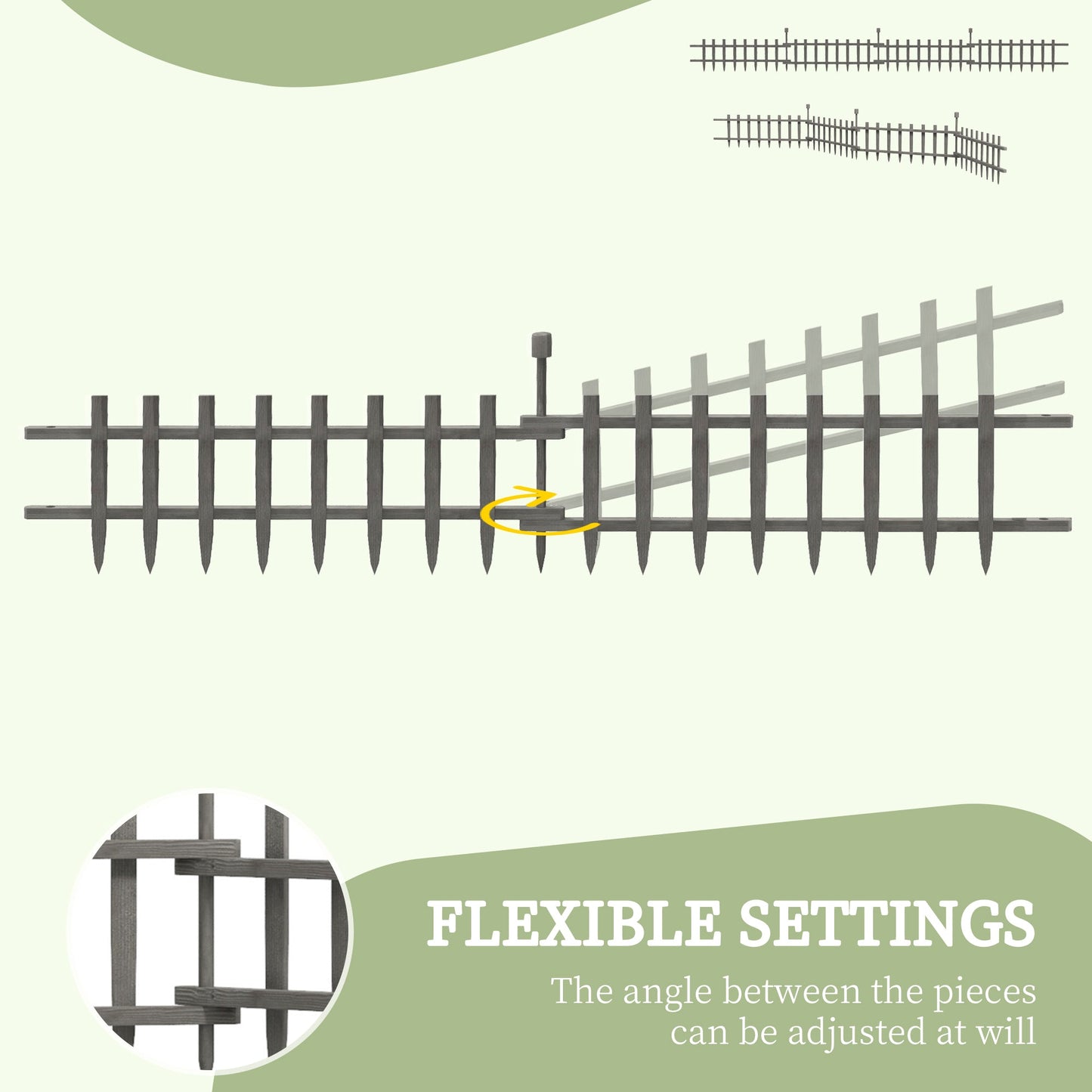 4PCs Wooden Garden Fencing Landscape Edging, Grey-4