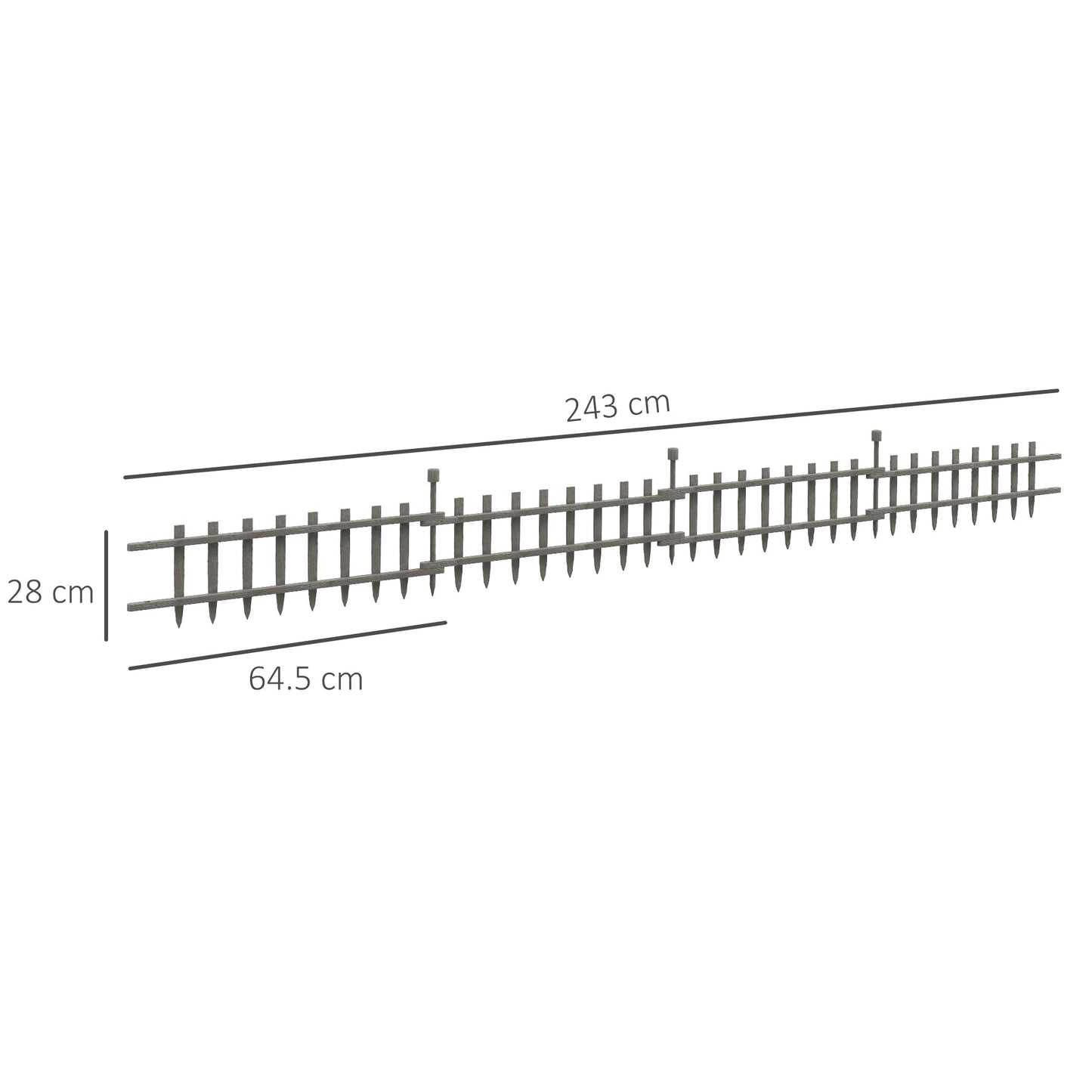 4PCs Wooden Garden Fencing Landscape Edging, Grey-2