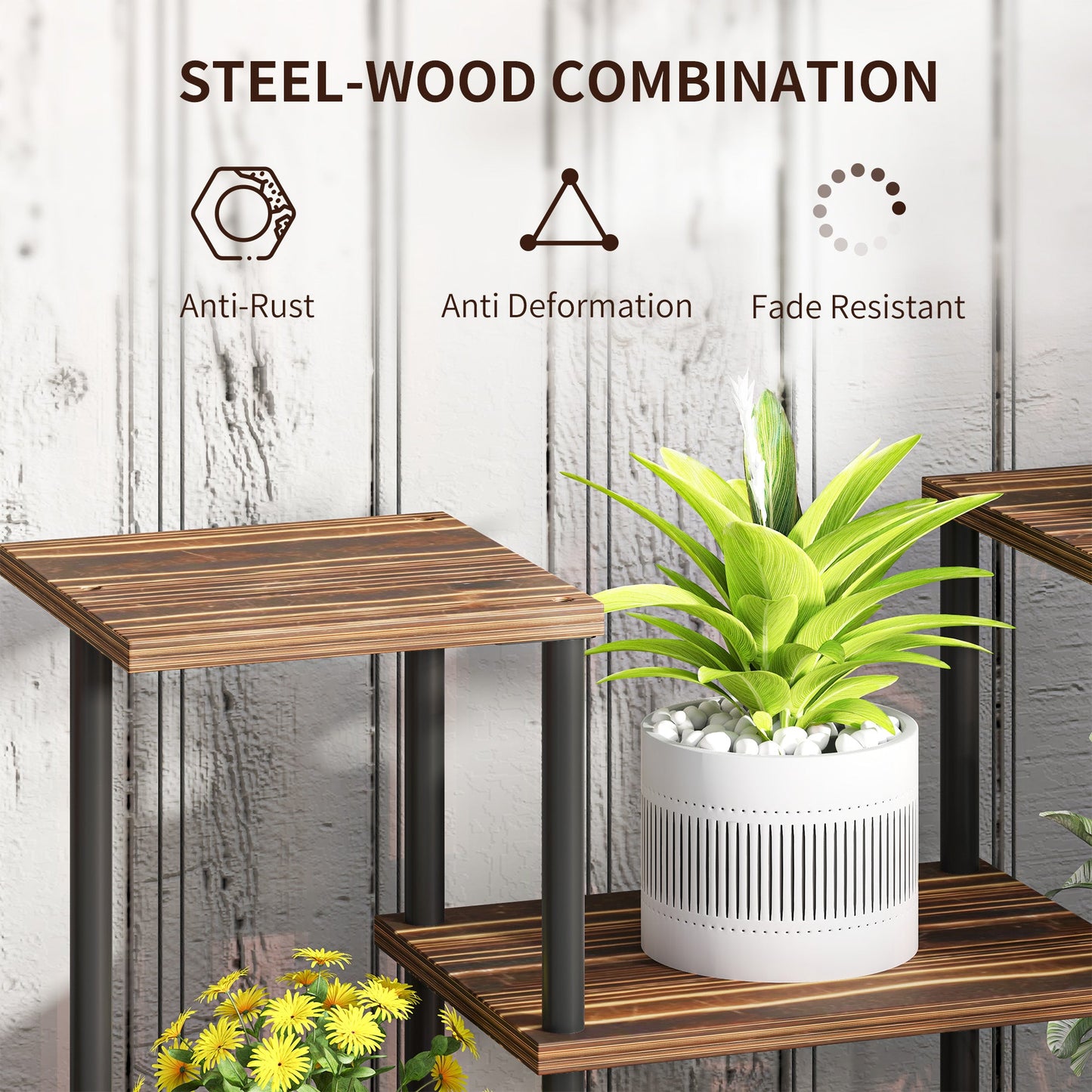 Four-Tier Wooden Shelf Plant Stand-4