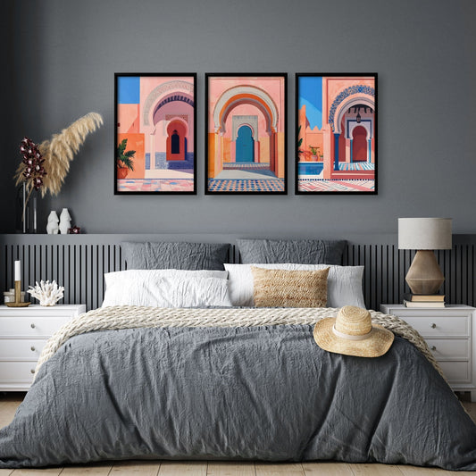 Wall Picture With Frame | Set of 3 Moroccan Inspired Wall art Prints