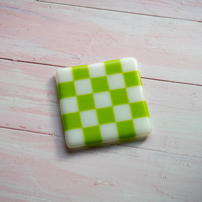 10cm Chequered White/Colour Coaster - Bullseye Collection