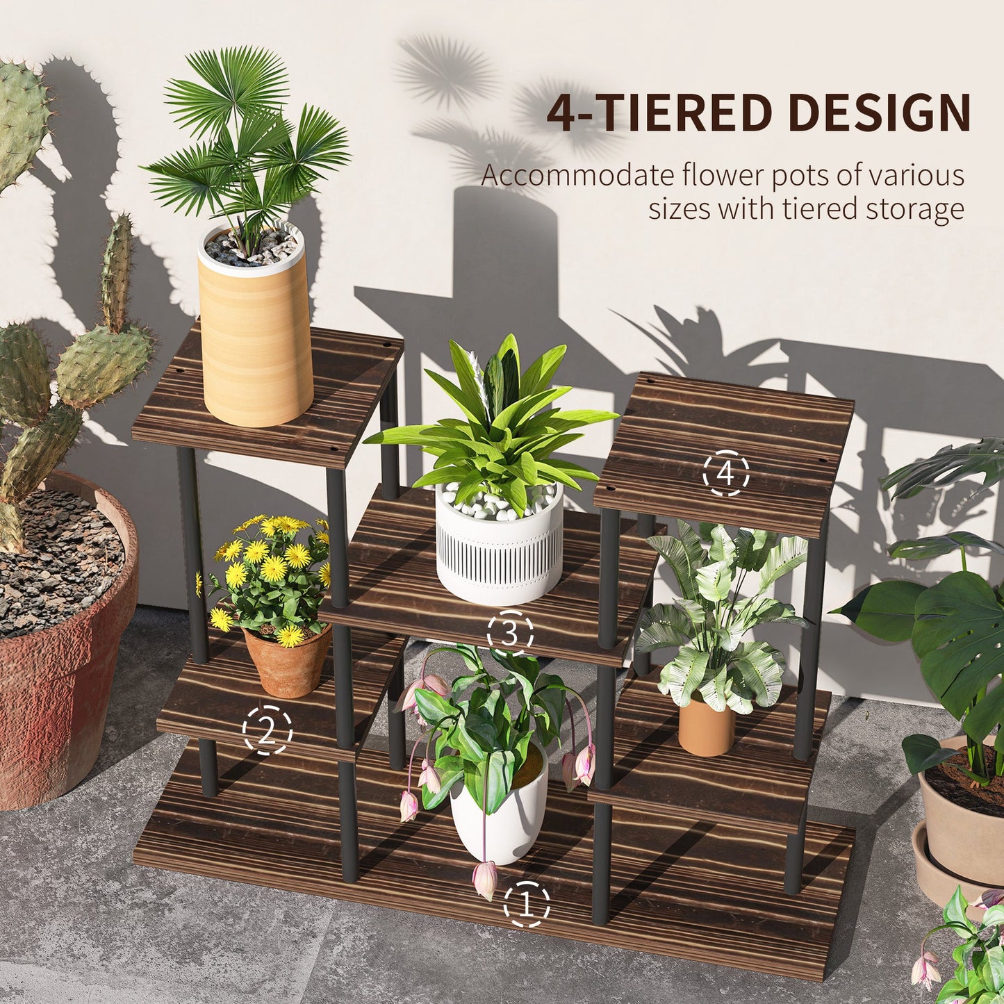 Four-Tier Wooden Shelf Plant Stand-3
