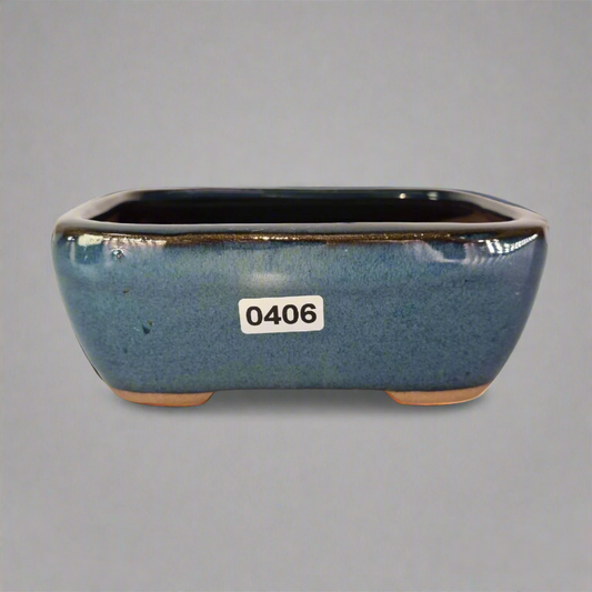 13cm Glazed Bonsai Pot | Rectangle | 13cm x 10cm x 5cm | Blue