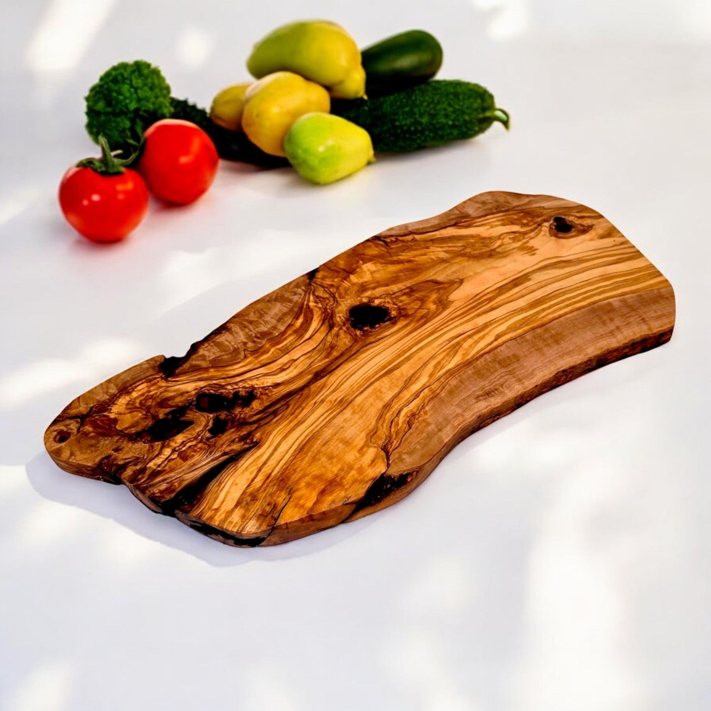 Olive Wood Large Solid Irregular Shaped Rustic Handcrafted Charcuterie Board
