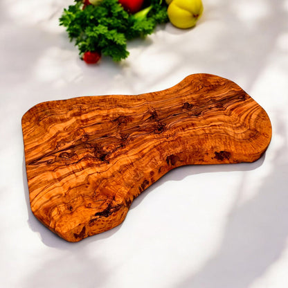Olive Wood Large Solid Irregular Shaped Rustic Handcrafted Wooden Charcuterie Cheese Presentation Board | Various Sizes