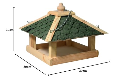dobar Bird House Made of Wood (Pine) with Green Bitumen Roof Shingles For Desk or Wall Mounted Square/Hexagonal