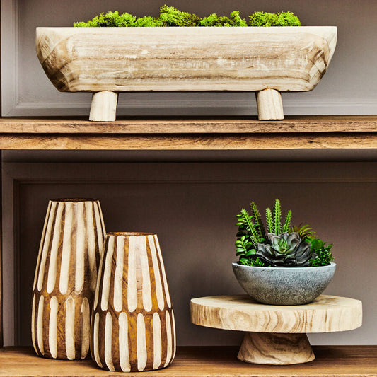 Arlo Small Brown And Natural Wooden Vase
