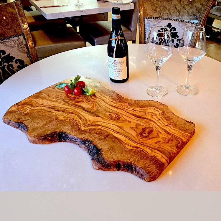 Olive Wood Large Solid Irregular Shaped Rustic Handcrafted Charcuterie Board