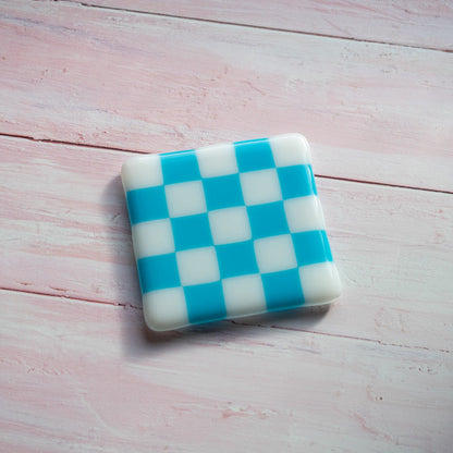 10cm Chequered White/Colour Coaster - Bullseye Collection