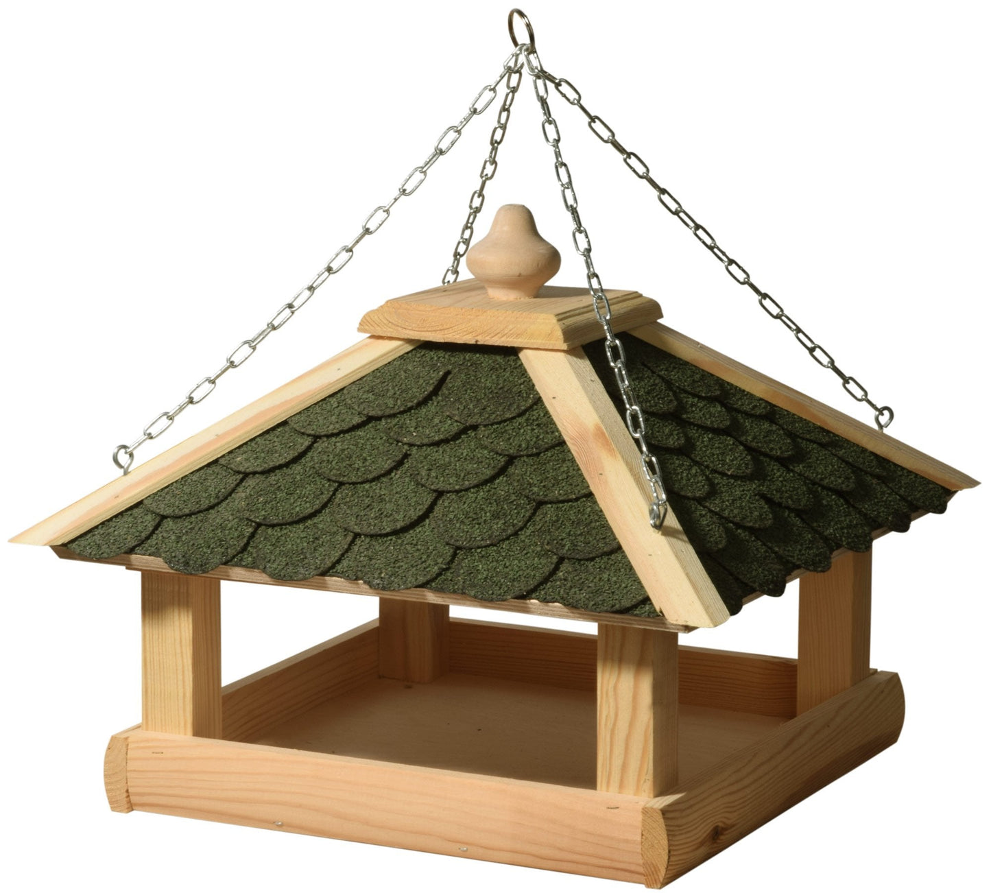 dobar Bird House Made of Wood (Pine) with Green Bitumen Roof Shingles For Desk or Wall Mounted Square/Hexagonal