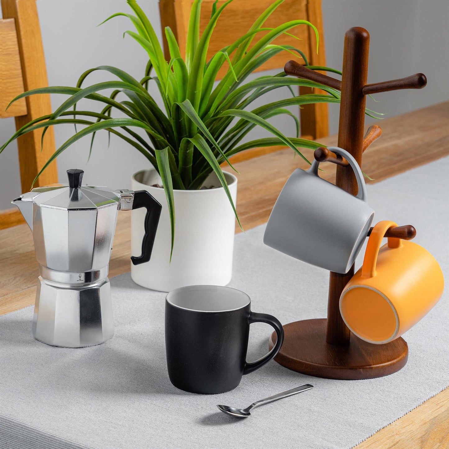 350ml Matt Black Coloured Coffee Mugs - Pack of Six