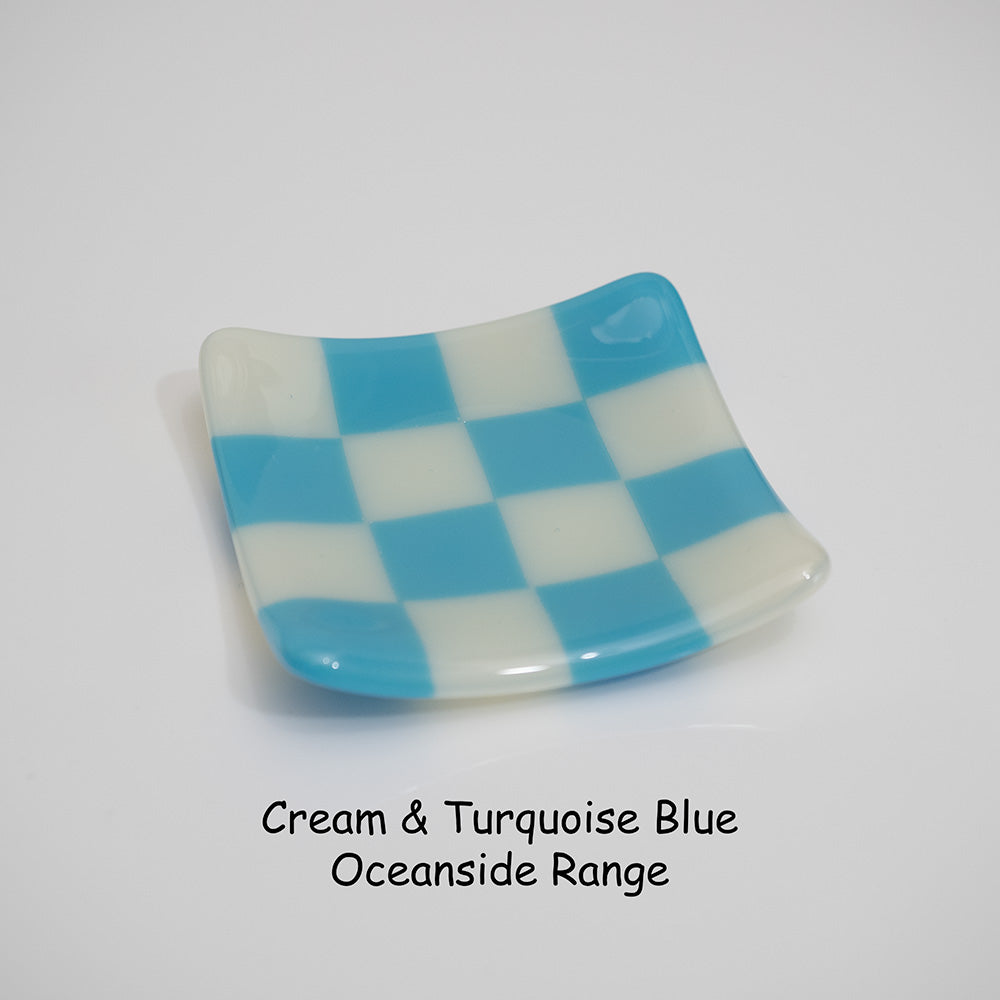 8cm Chequered Dual Coloured Shallow Dish - Oceanside Collection