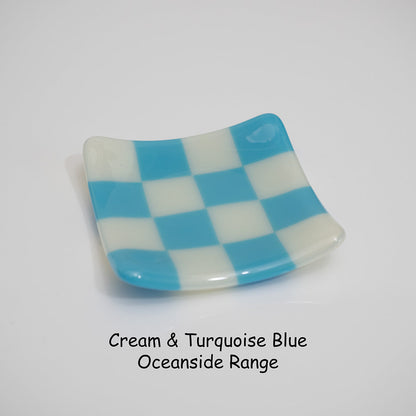 8cm Chequered Dual Coloured Shallow Dish - Oceanside Collection