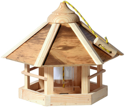 dobar? 21391e Camouflage Bird Feeder Wooden Bird Feeder - Hanging Bird House - Includes Feeder - Compact Bird Villa - 35 x 35 x 29 cm - Natural Flamed