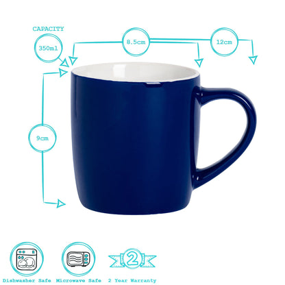 350ml White Coloured Coffee Mugs - Pack of Six
