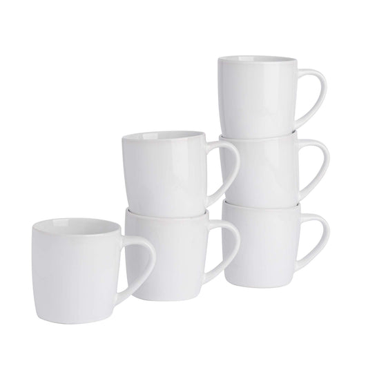 350ml White Coloured Coffee Mugs - Pack of Six