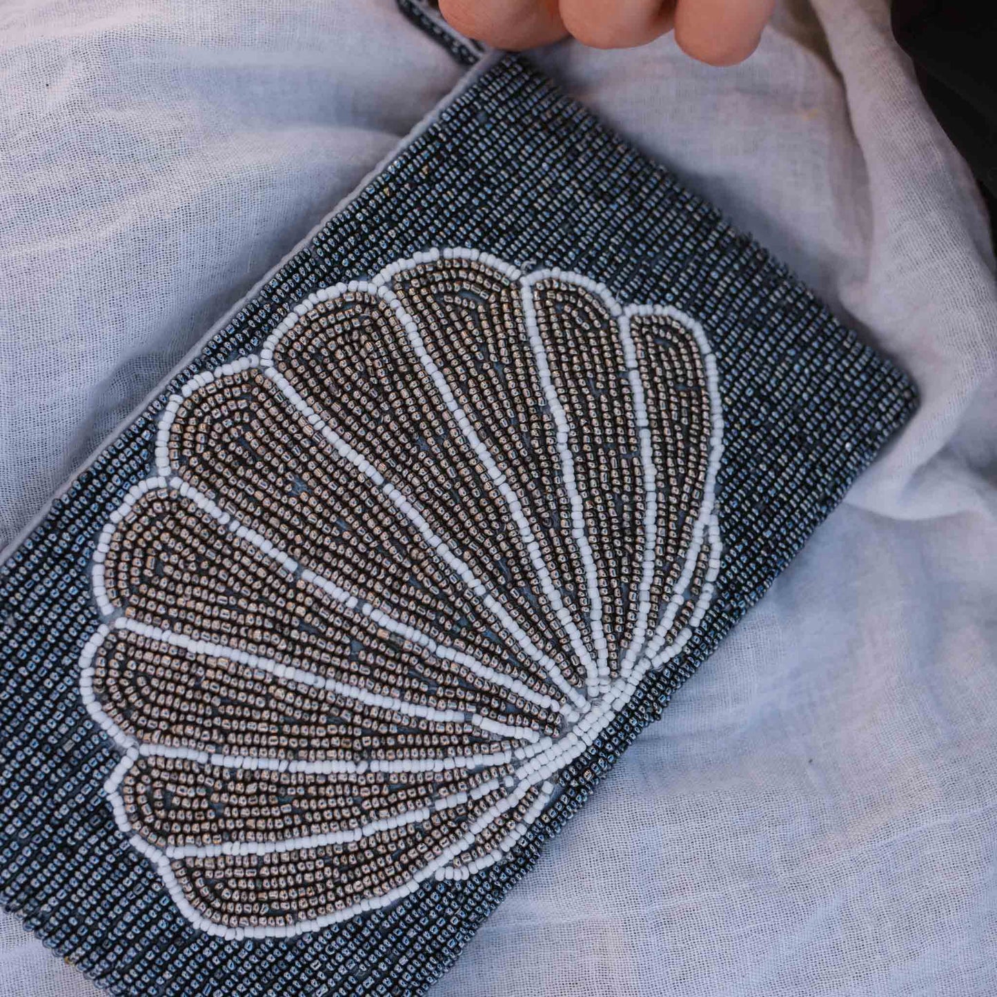 Large Shell Beaded Pouch