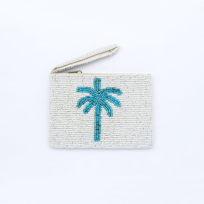 Small Palm Tree Beaded Pouch