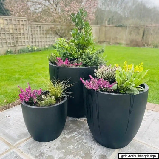 IDEALIST Lite 50cm Large Garden Planter for Trees | Washed Light Concrete Egg Round Planter | Contemporary Outdoor Plant Pot D50 H50 cm, 98L