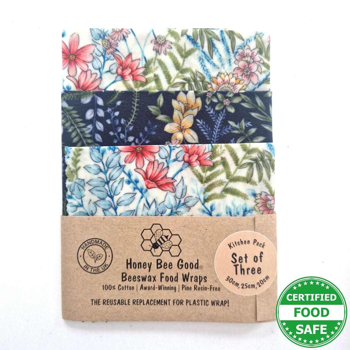 Set of 3 Handmade Beeswax Wraps | Botanical