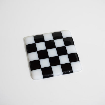 10cm Chequered White/Colour Coaster - Bullseye Collection