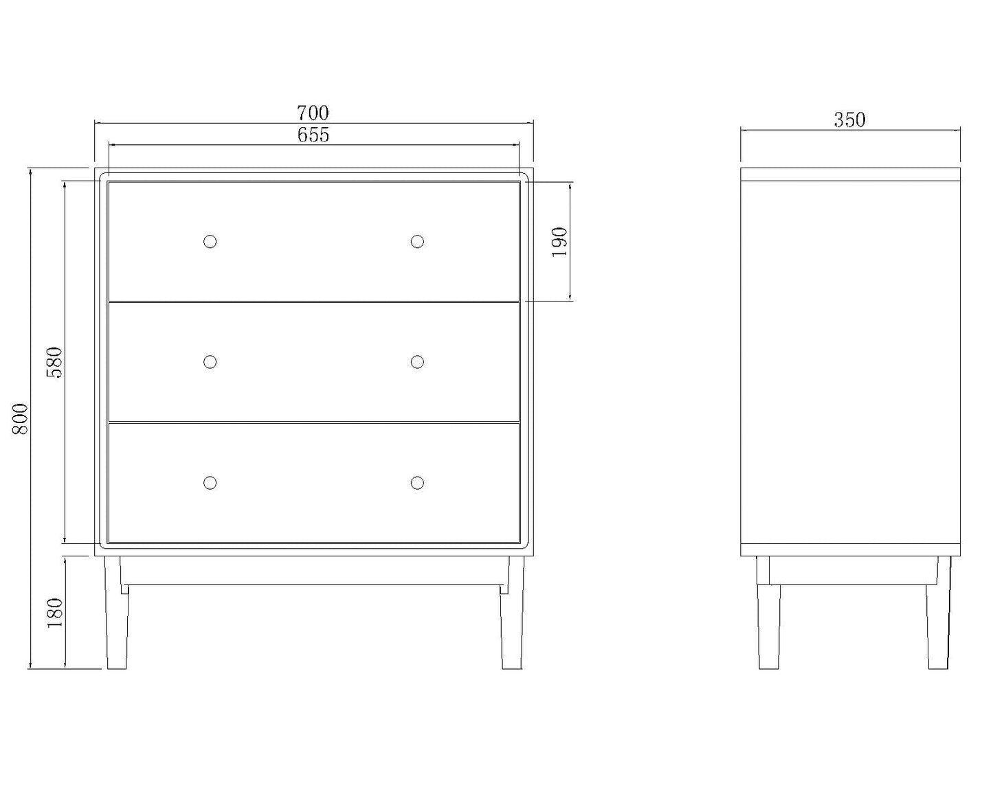 Wright Oak Chest of 3 Drawers