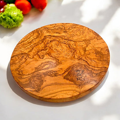 Round Circular End Grain Handcrafted Scratch Resistant Olive Wood Wooden Charcuterie Cutting/Chopping/Cheese Board | Various Sizes |