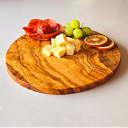 Round Circular End Grain Handcrafted Scratch Resistant Olive Wood Wooden Charcuterie Cutting/Chopping/Cheese Board | Various Sizes |