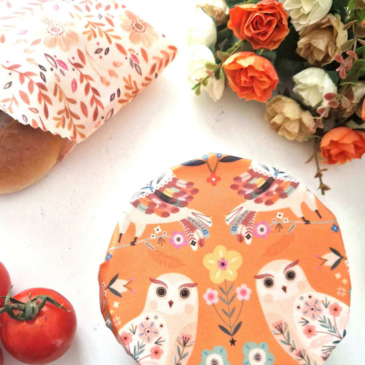 Set of 3 Handmade Beeswax Wraps | Owls