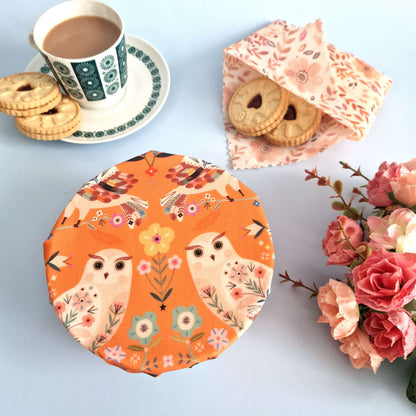 Set of 3 Handmade Beeswax Wraps | Owls