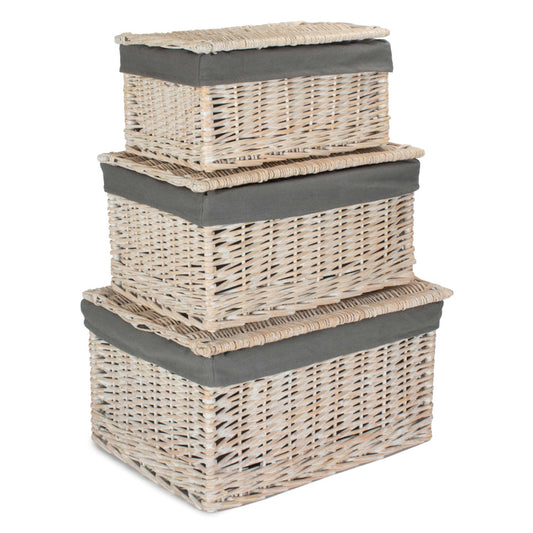 Whitewash Steamed Grey Cotton Lined Wicker Storage Basket-0