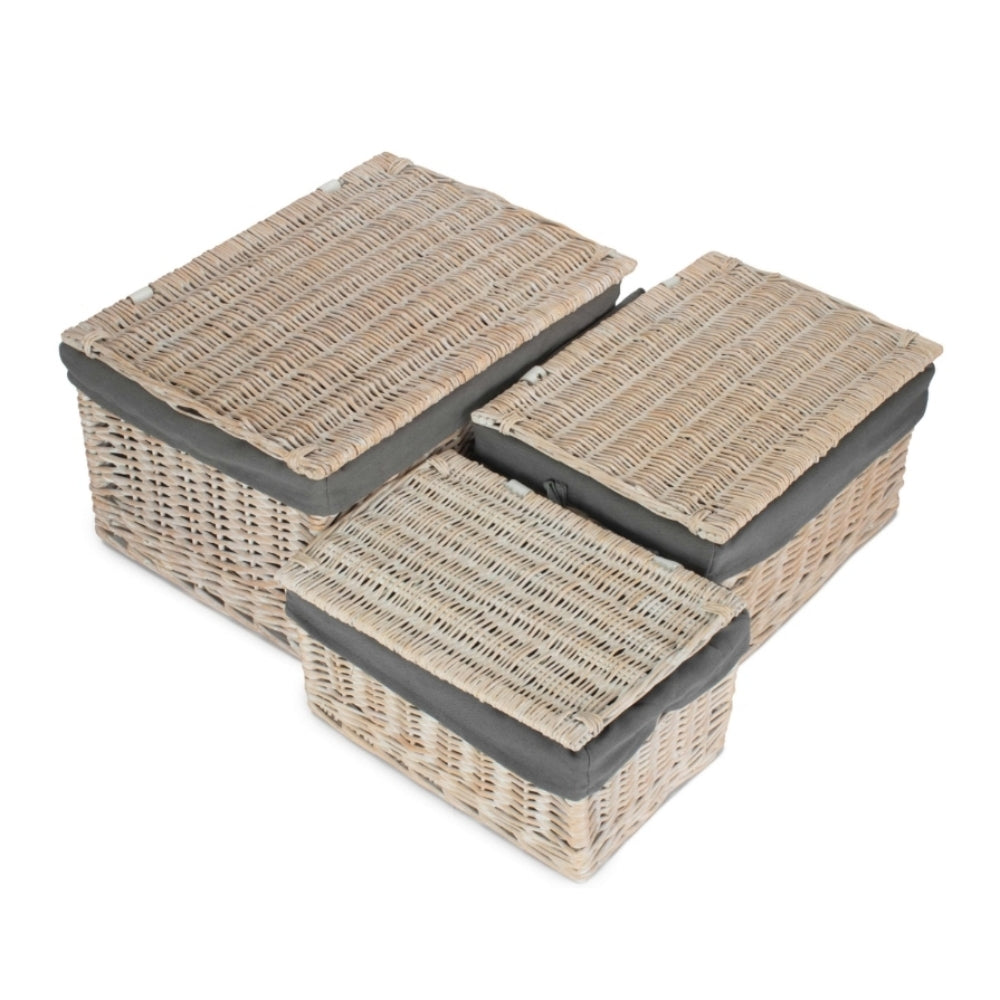 Whitewash Steamed Grey Cotton Lined Wicker Storage Basket-1