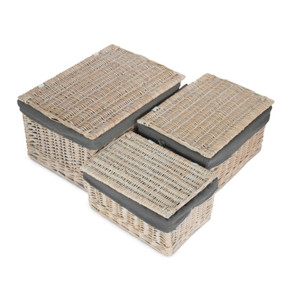 Whitewash Steamed Grey Cotton Lined Wicker Storage Basket-1