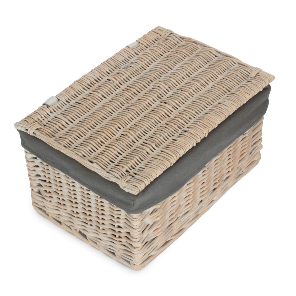 Whitewash Steamed Grey Cotton Lined Wicker Storage Basket-4