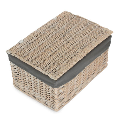 Whitewash Steamed Grey Cotton Lined Wicker Storage Basket-4
