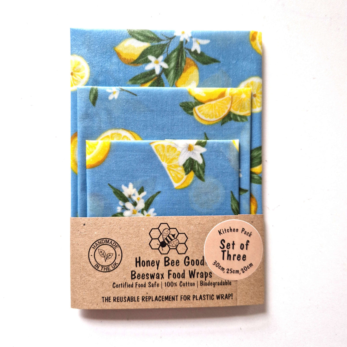 Set of 3 Handmade Beeswax Wraps | Lemonade