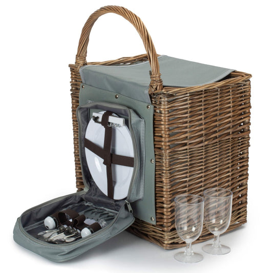 2 Person Chiller Wicker Beach Picnic Basket-0