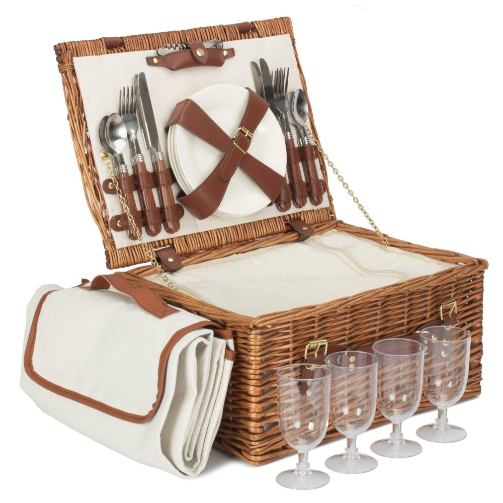 Classic Wicker Fitted Picnic Basket-4