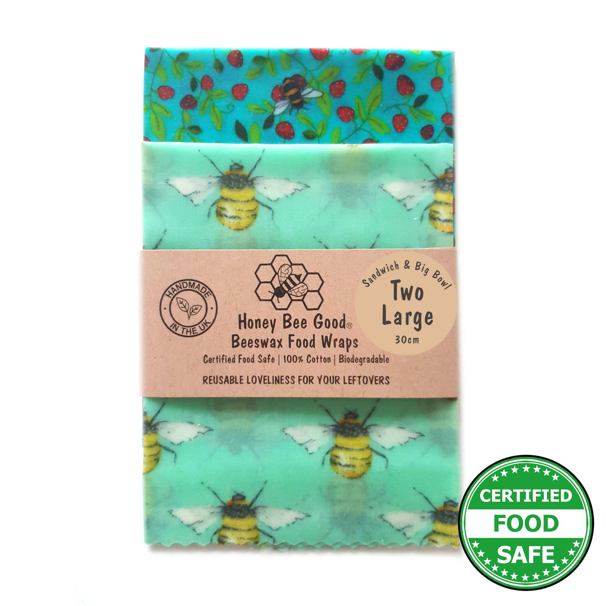 Set of 2 Large Handmade Beeswax Wraps | Beetastic