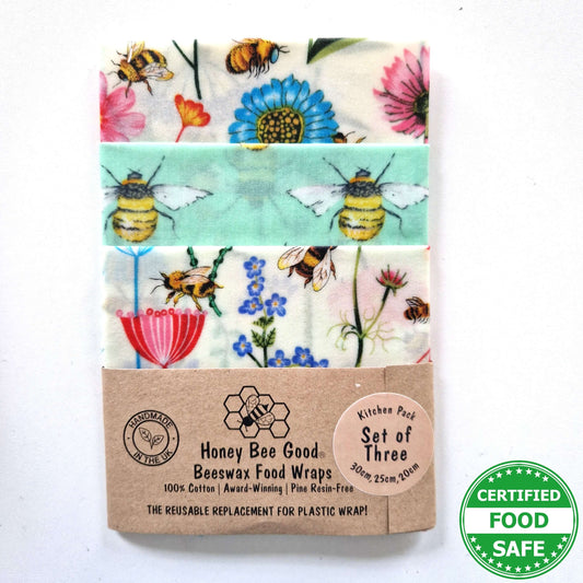 Set of 3 Handmade Beeswax Wraps | Garden