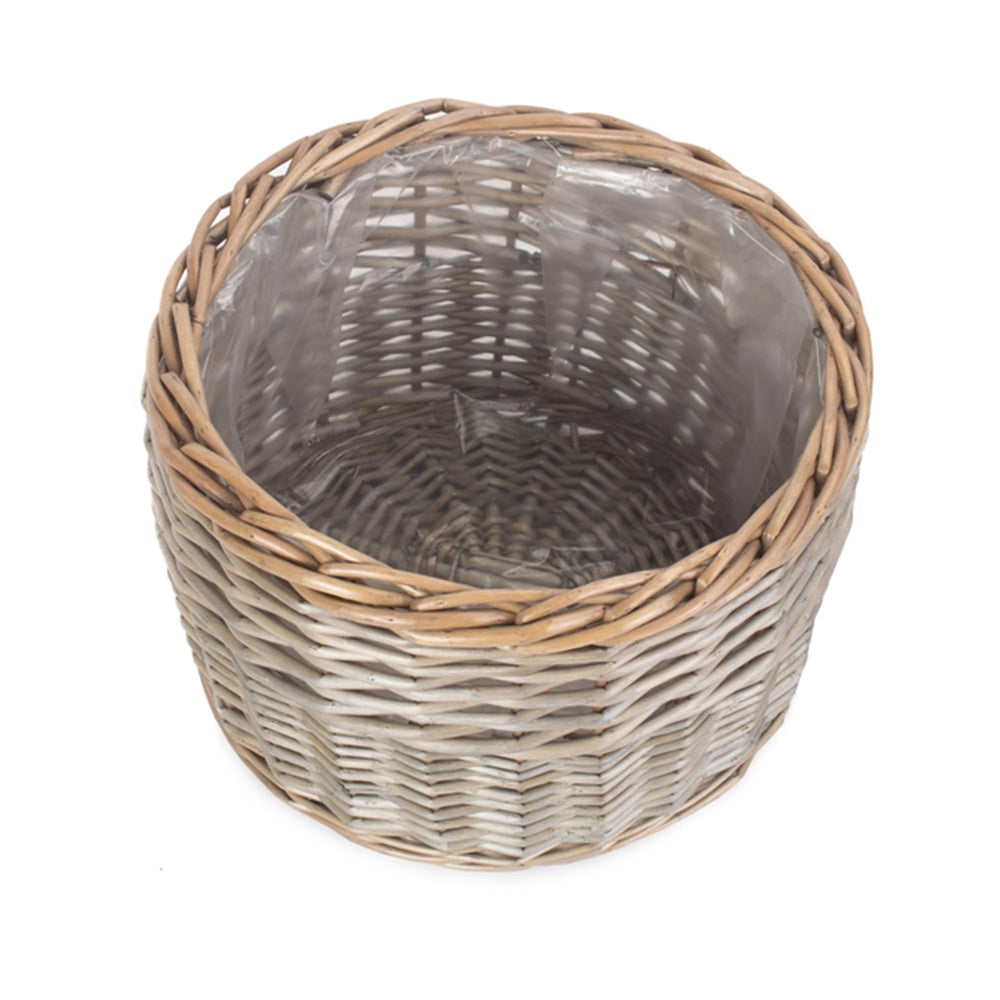 Round Antique Wash Wicker Planter-1