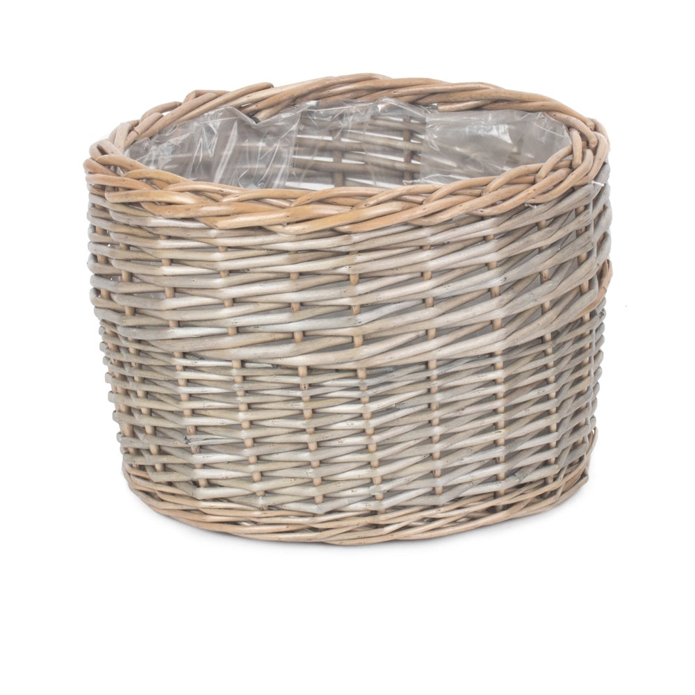 Round Antique Wash Wicker Planter-2